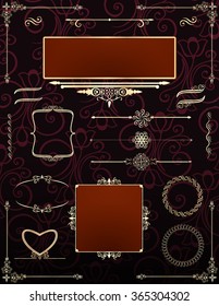 Ornate frames and rule lines with scrolls and flourishes. Vector.