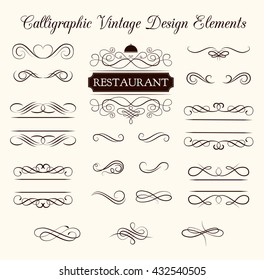 Ornate Frames And Scroll Elements. Diving Floral Ornament Menu Frame. Filigree Swirl Wedding Invitation. Menu Page Decorative. Calligraphic Vintage Design Element.  Divider Scroll Floral Ornate. 