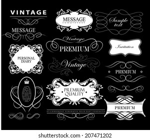 Ornate frames and scroll elements. Set of calligraphic and floral design elements