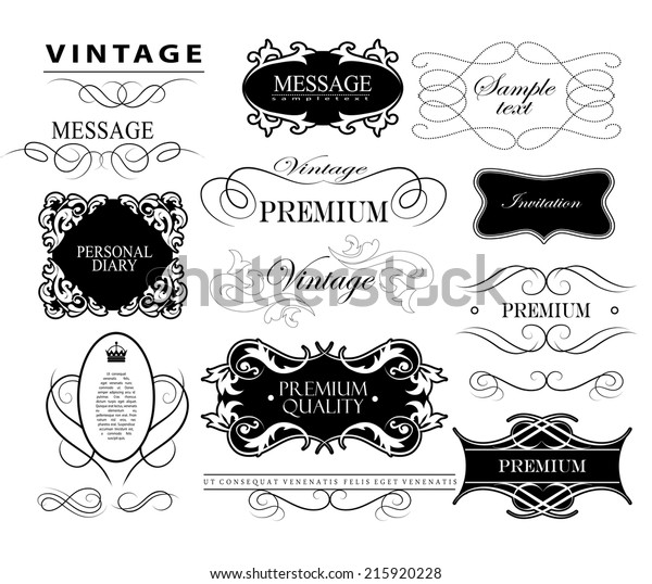 Ornate frames and scroll elements. Set of\
calligraphic and floral design\
elements