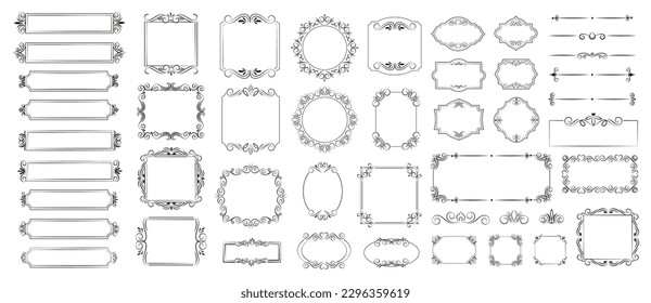 Ornate frames and scroll elements. Text separators frame set