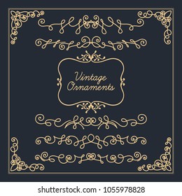 Ornate frames and scroll elements. Vector illustration Template