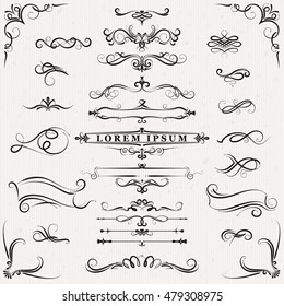 Ornate frames and scroll elements, Vector illustration in flat, cartoon style isolated from the background, EPS 10