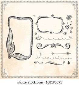 ornate frames vector old-fashioned framework and design elements ornate frames vector line classical vegetation flower nails hand border single leaf drawn mark classic science traditional twirl flag d