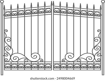Ornate gates. Wrought ironwork lattice. Decorative forge