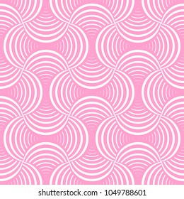 Ornate geometry seamless pattern with petals in white and pink color. Can be used for webdesign, ux, ui as background