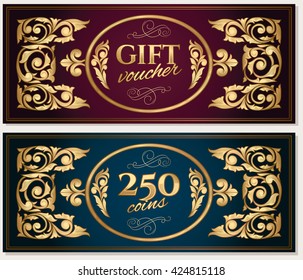 Ornate gift voucher golden blank