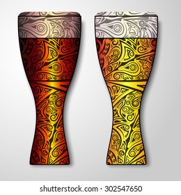 Ornate glasses of beer.