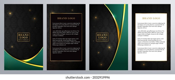 Ornate gold brochure flyer template for fancy invitations weddings menus stationary advertisement with jade gold color