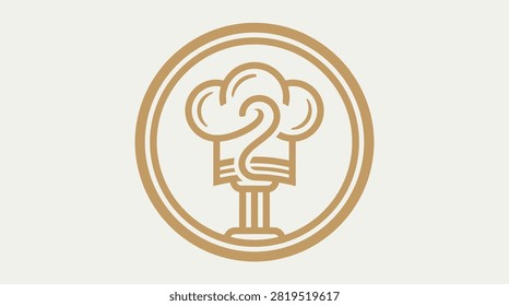 Ornate gold chef hat atop a pillar for premium branding.