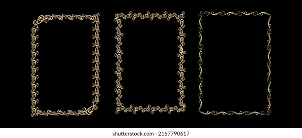 Ornate gold floral frames vector illustration