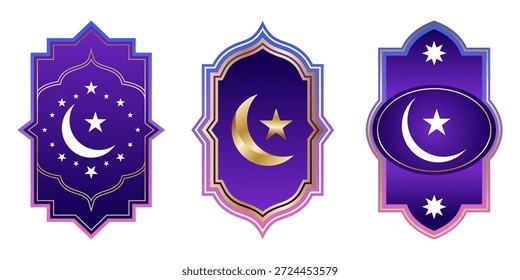 Ornate gold islamic shape and frame minimalist vector illustration for ramadan
