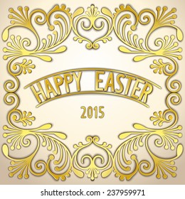 Ornate gold pattern card for Easter holiday