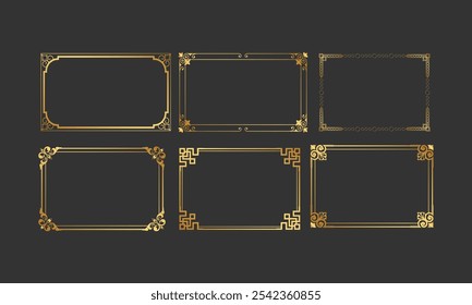  Ornate Gold Vintage Frame Vector Set in EPS for Elegant Invitations, Certificates, and Decorative Border Designs