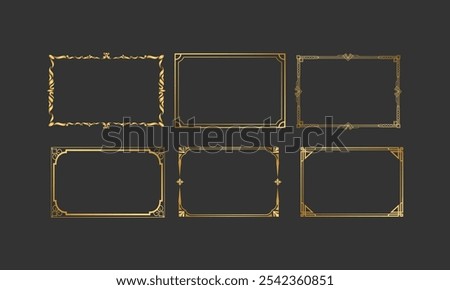  Ornate Gold Vintage Frame Vector Set in EPS for Elegant Invitations, Certificates, and Decorative Border Designs