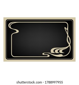 Ornate golden and black rectangular framework. Art Nouveau, modern style of 1920s. 