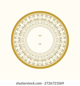 Ornate Golden Circle Round Border Decorative Frame Design Element