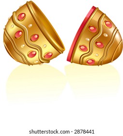 Ornate Golden Egg with Jewels Opened
