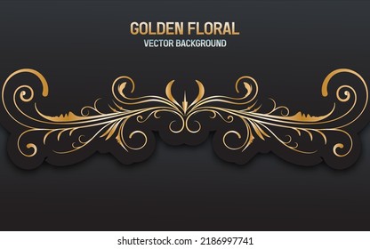 ornate golden floral on black background.luxury style
