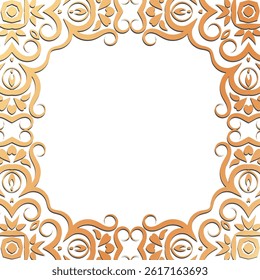 ornate golden frame. A lavish border, with place for text, photographs, artwork. Classic traditional frame with scrolls, swirls.