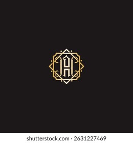 Ornate golden letter H emblem design