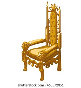 Ornate Golden throne isolated on white background. Vector illustration.
