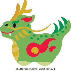 Ornate of the green dragon of the Year of the Dragon. Chinese zodiac animals. Vector illustration, eps.