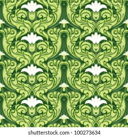 Ornate green floral pattern