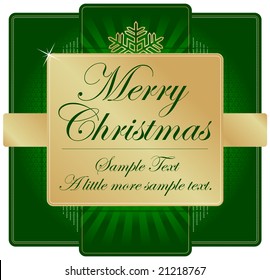 Ornate Green and Gold Christmas Label with room for your own text. Please see my color variations on this illustration.