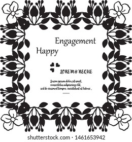 Ornate of greeting card, invitation card of happy engagement, pattern art floral frame. Vector