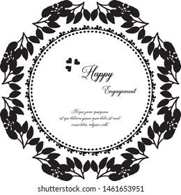 Ornate of greeting card, invitation card of happy engagement, pattern art floral frame. Vector