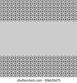 Ornate grid with grey copy space vector background. 