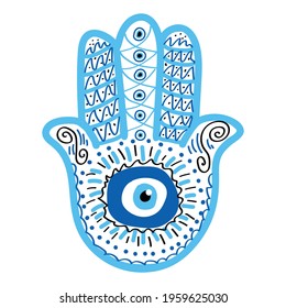 Ornate Hamsa, amulet against the evil eye and spoilage. Popular Arabic and Jewish amulet. Mystic, alchemy, occult concept. Astrology, esoteric, religion.