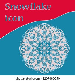 Ornate hand writen snowflake icon for winter holidays design, hand-made stylization for Christmas flyer or party invitation