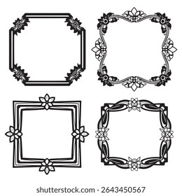 Ornate and Hand-Drawn Vintage Decorative Floral Border Vector Collection
