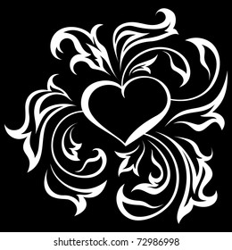 Ornate heart, isolated on white