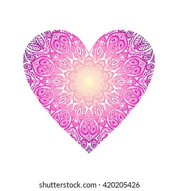 ornate heart. mandala pattern.