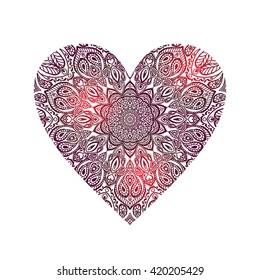 ornate heart. mandala pattern.