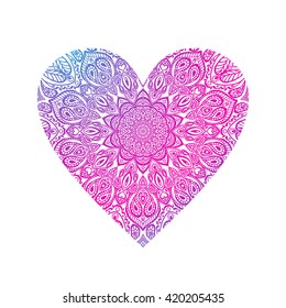ornate heart. mandala pattern.