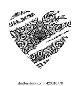 Ornate Heart Mandala Pattern Stock Vector (Royalty Free) 423810778 ...