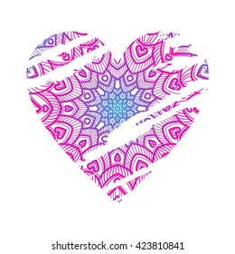 ornate heart. mandala pattern.
