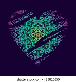 ornate heart. mandala pattern.