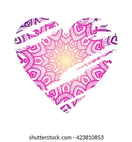 ornate heart. mandala pattern.
