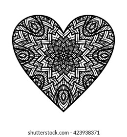 ornate heart. mandala pattern.