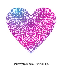ornate heart. mandala pattern.