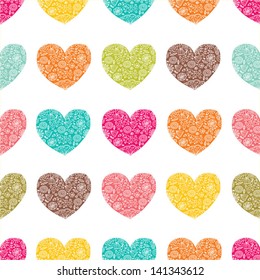 Ornate heart. Seamless vector pattern.