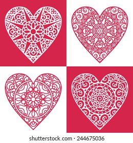 ornate hearts set. retro design elements for valentine`s day