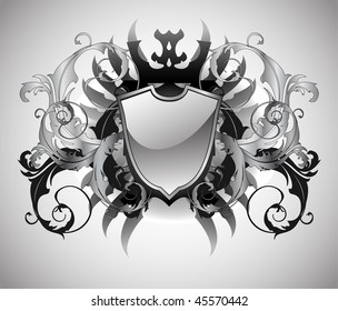 An ornate heraldic shield