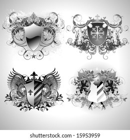 ornate heraldic shields