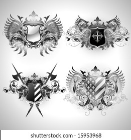 ornate heraldic shields